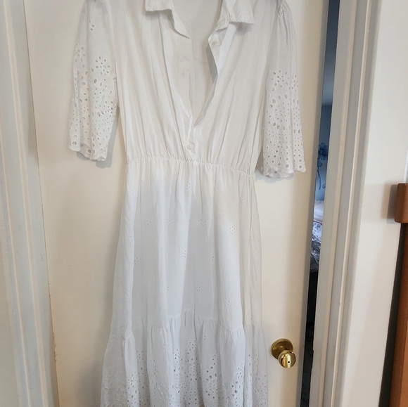 Linen white summer dress - Picture 4 of 6